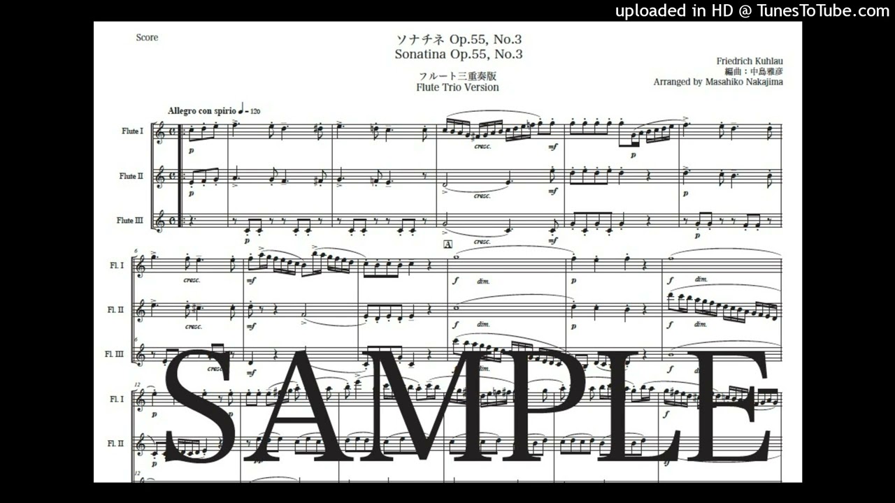 フルート クーラウ「ソナチネop.55No.3」フルート三重奏版（編曲：中島雅彦