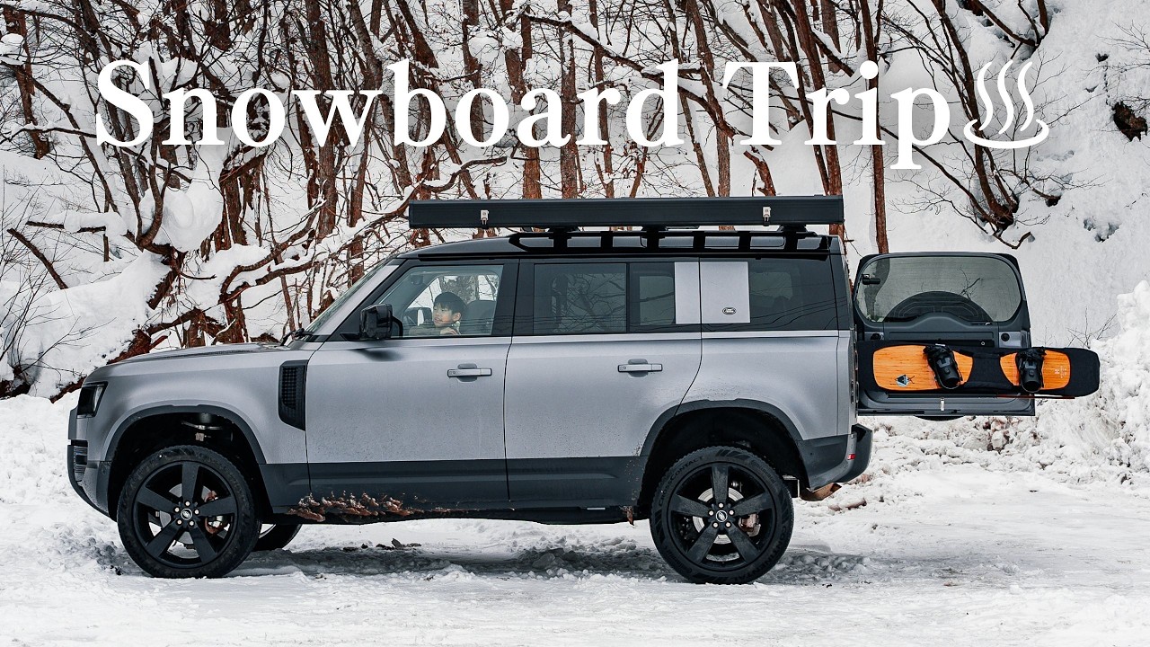 スキー場の上にある雪見風呂｜ディフェンダーと家族とスノーボード旅行,  Earthboat Minakami Fujiwara ,Relaxing, ASMR, 4K HDR