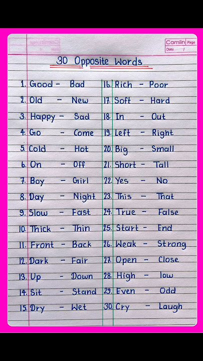 30 Opposite Words in English | Opposite Words | 30 Opposite Words | #shorts #english #grammar #short