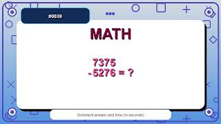Mental Math Subtraction Practice #0039