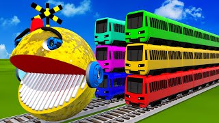 【踏切アニメ】あぶない電車 Fun Vs MS PACMAN vs TRAIN Fumikiri Railroad Crossing Animation screenshot 2