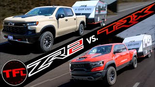 Chevy ZR2 vs Ram TRX: You'll REALLY Be Surprised By How They Do on the World's Toughest Towing Test!