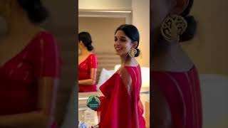 Watch Nyla Usha Dazzling In Shimmery Red Saree