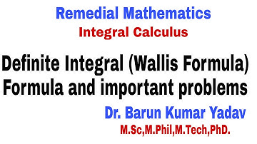Integration |Definite Integral |Wallis formula |Remedial Mathematics |Part 8| #barunmaths #pharmd