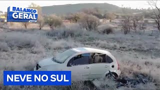 Nova onda de frio faz nevar e deixa estradas congeladas no Sul do Brasil