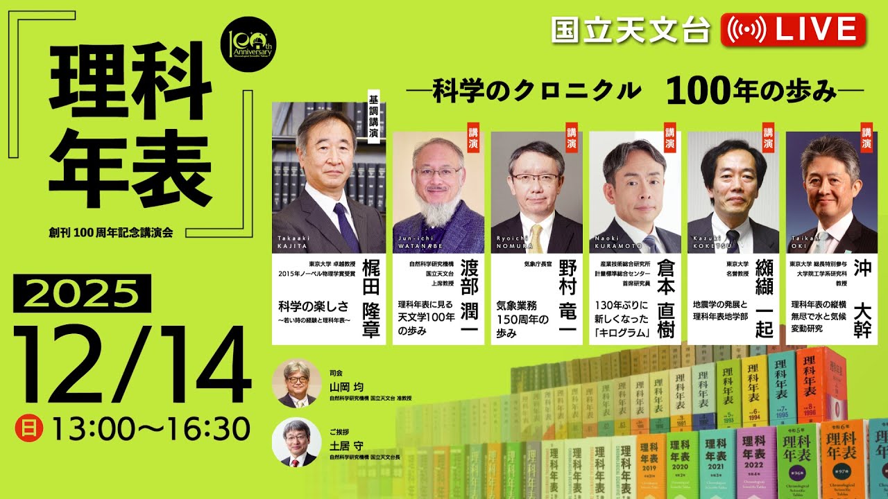 理科年表』創刊100周年記念講演会 ―科学のクロニクル 100年の歩み