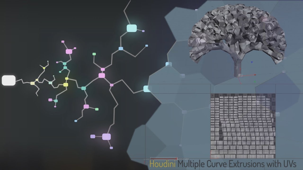 Houdini | Multiple Curve Extrusions with UVs - YouTube