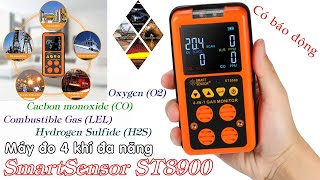 Mở hộp máy đo 4 khí O2, CO, H2S, LEL (khí dễ cháy). Cho nhà ở, công trình SmartSensor ST8900.