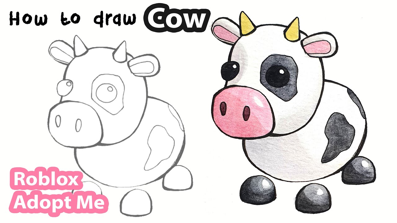 How to Draw a Cow 🐮 Roblox Adopt Me Pet 