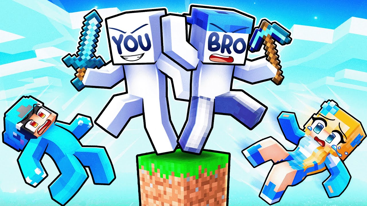Your OVERPROTECTIVE BROTHER Meets MY CRAZY FAN GIRLS On ONE BLOCK in Minecraft!