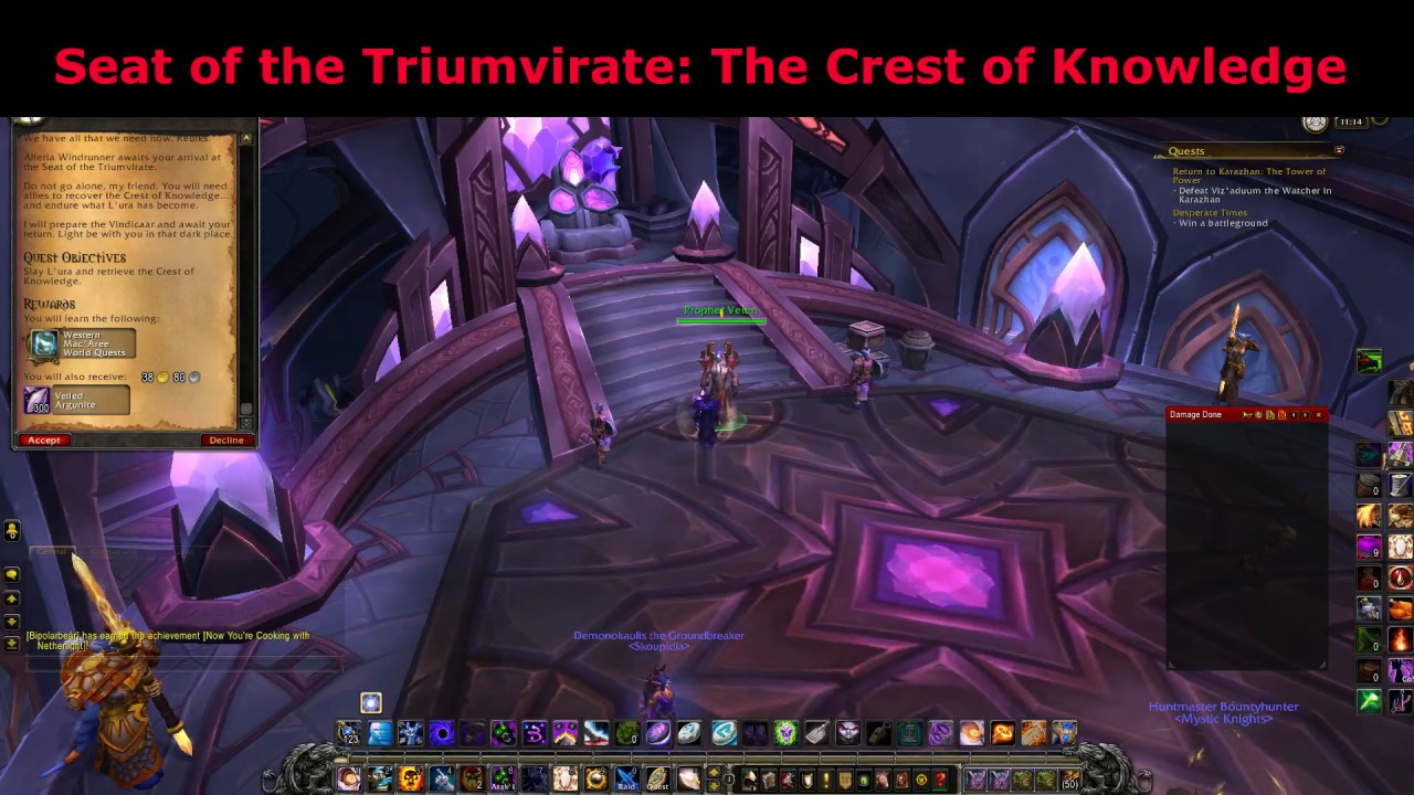 seat of the triumvirate the crest of knowledge argus quest world of warcraft