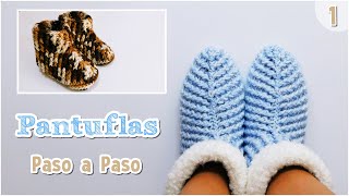 Como tejer Pantuflas en varios Talles para niños y adultos en crochet , ganchillo. Parte 1