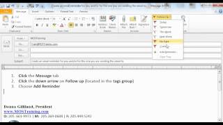 How to add a reminder microsoft office 2010 email. senders can set
reminders for theirself and/or the receipient of it's very easy.
watch...