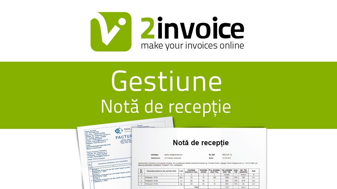 Adaugă notă de recepție (NIR)