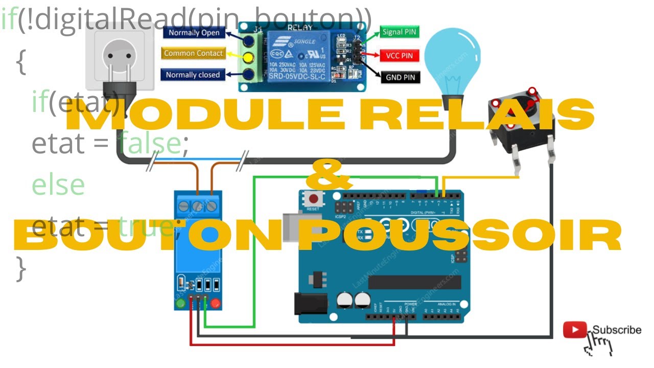 Arduino : Module relais / bouton poussoir / lampes 220V 