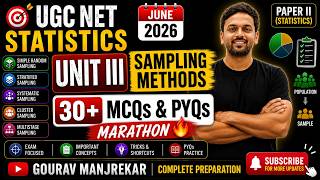 UGC NET Statistics 2026 | Unit III Sampling Methods | 30+ MCQs & PYQs Marathon 🔥