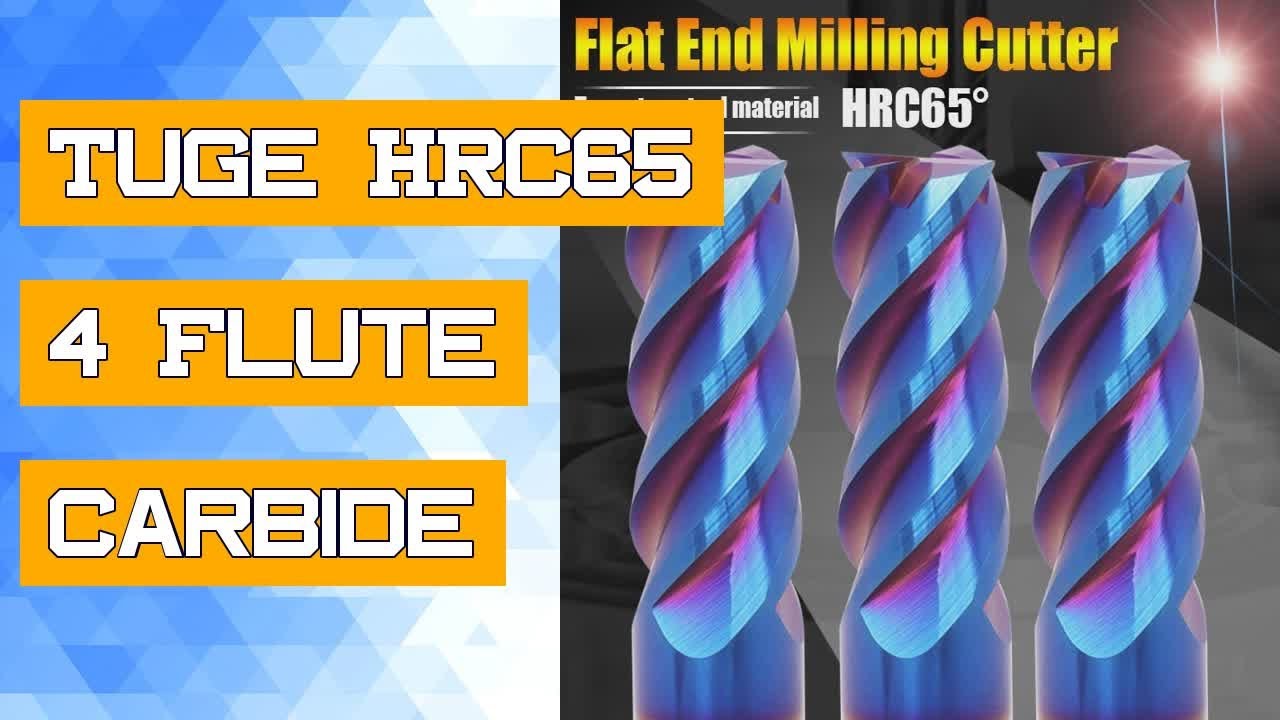 TuGe HRC65 4 Flute Carbide Tungsten Steel Milling Cutter Hard Metal ...