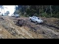 Toyota Hilux Mitsubishi Triton And Ford Ranger In Mud Roads - 4x4 on a rural road