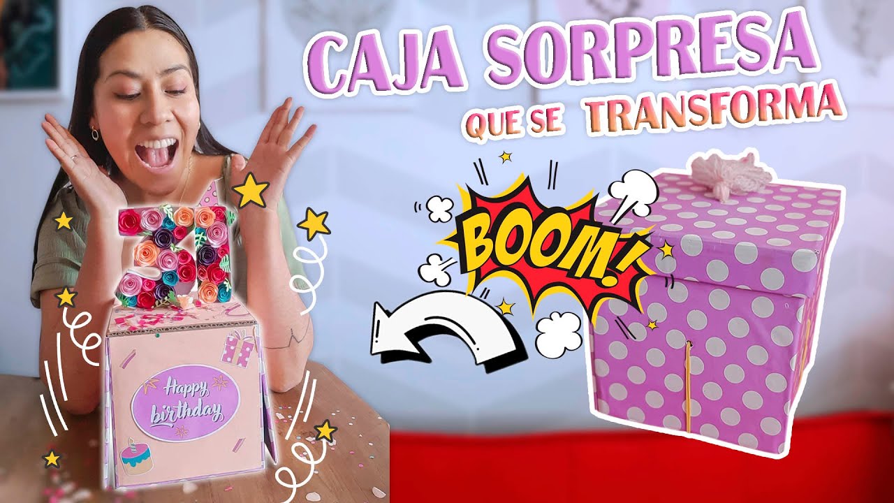 CAJA QUE SE TRANSFORMA Y EXPLOTA!!🎉🎁😍 - REGALO DE CUMPLEAÑOS + Moldes Gratis | Lii