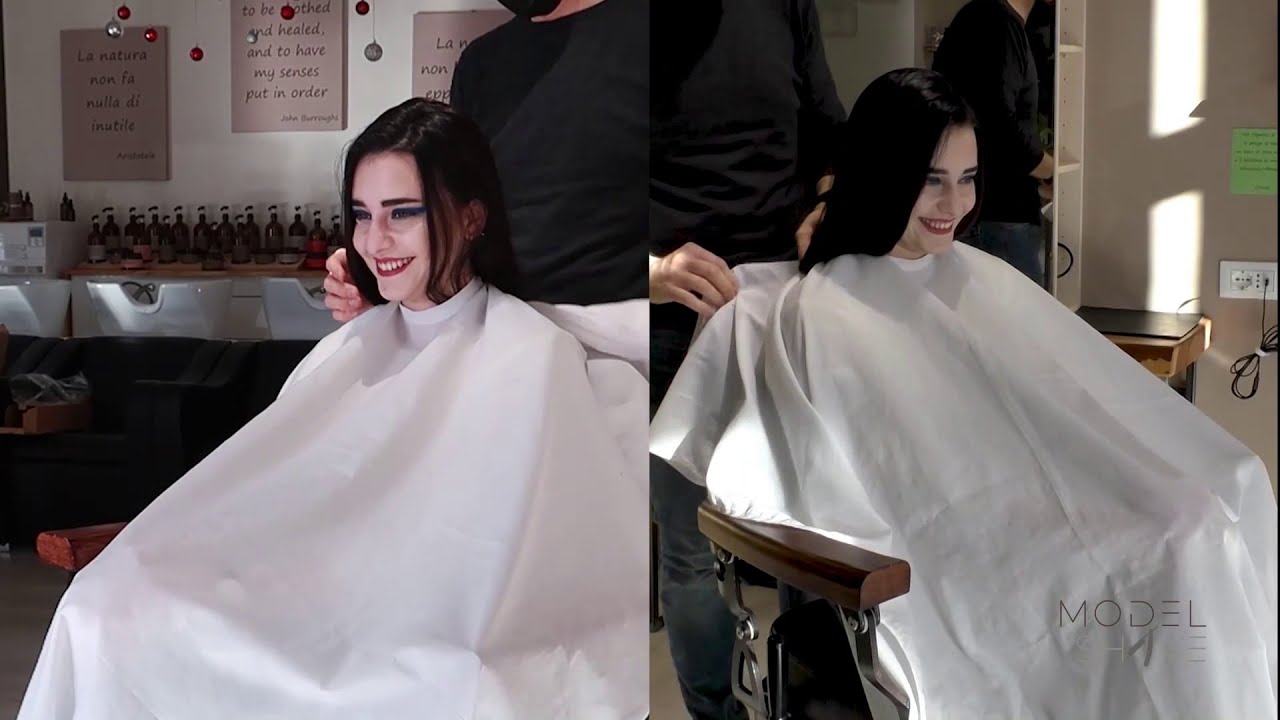 Girl with long silky black hair gets a smooth bald head shave. [Trailer]