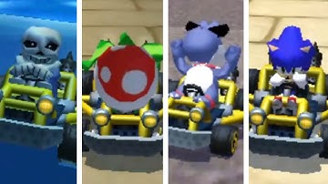 Mario Kart 7 - All Custom Characters Losing Animations (6th Place)