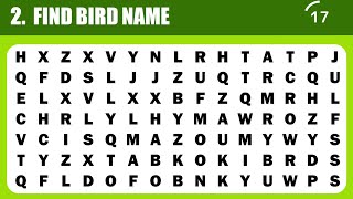 FIND BIRDS WORDS 🐦🦚🦢 I PUZZLE NO 76 I WORD SEARCH I 24th AUG