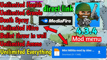 Mini militia hack mod menu 5.3.4🔥||Mediafire direct link📌||Unlimited Health,everything😱||alex noble😍