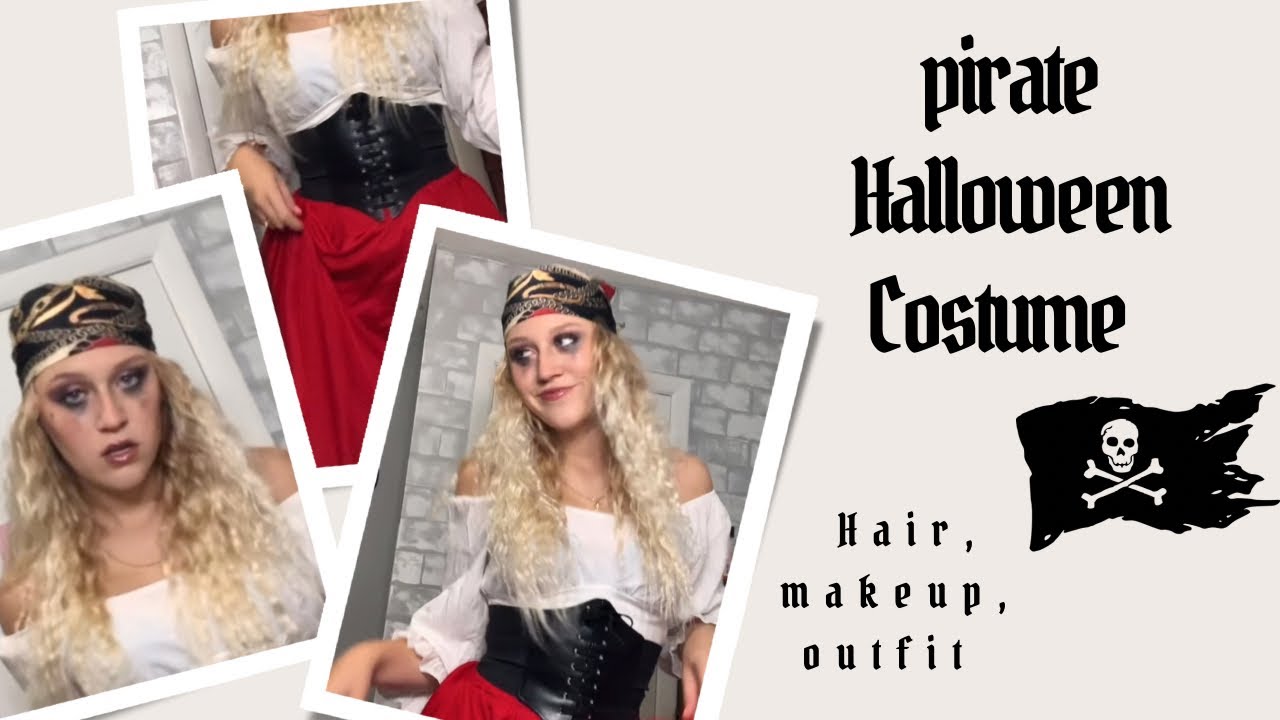 Pirate Halloween costume // makeup + hair + outfit ￼