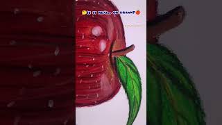 Real Vs drawing|Realistic apple drawing by oil pastel#realistic#drawing#apple #realism#art#shorts