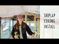 Skoolie Shoulder Workout | Installing a Shiplap Ceiling | SKOOLIE BUILD