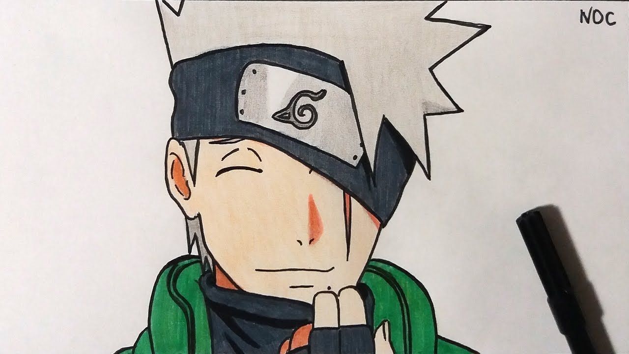 Speed Drawing Kakashi Hatake S Face Naruto Shippuden Youtube