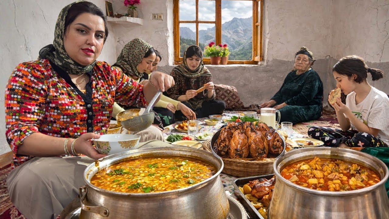 Simple Village Life in Northern Iran | Easy No Knead Ciabatta & Traditional Clay Oven cook 🐔🍳