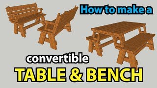 How to make a convertible TABLE and BENCH | SketchUp 2017 In this video I will present how to make a very simple project.....a picnic table that can be converted into benches In the video you find