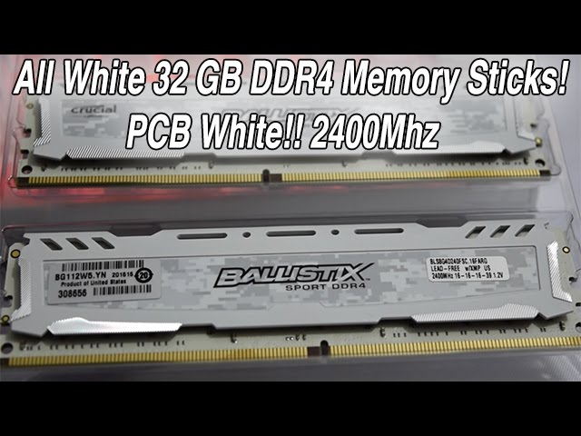 All White Crucial Ballistix 32GB DDR4 2400Mhz Ram Performance Test &  Benchmark 