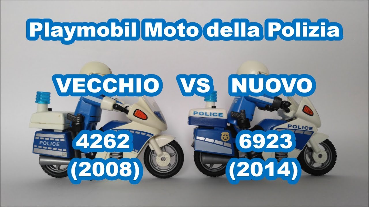 VECCHIO VS NUOVO Moto della Polizia Playmobil SET 4262 (2008) VS SET 6923  (2014) - YouTube