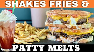 DINER BURGERS on the Griddle  Patty Melts, French Fries, & Chocolate Milkshakes!