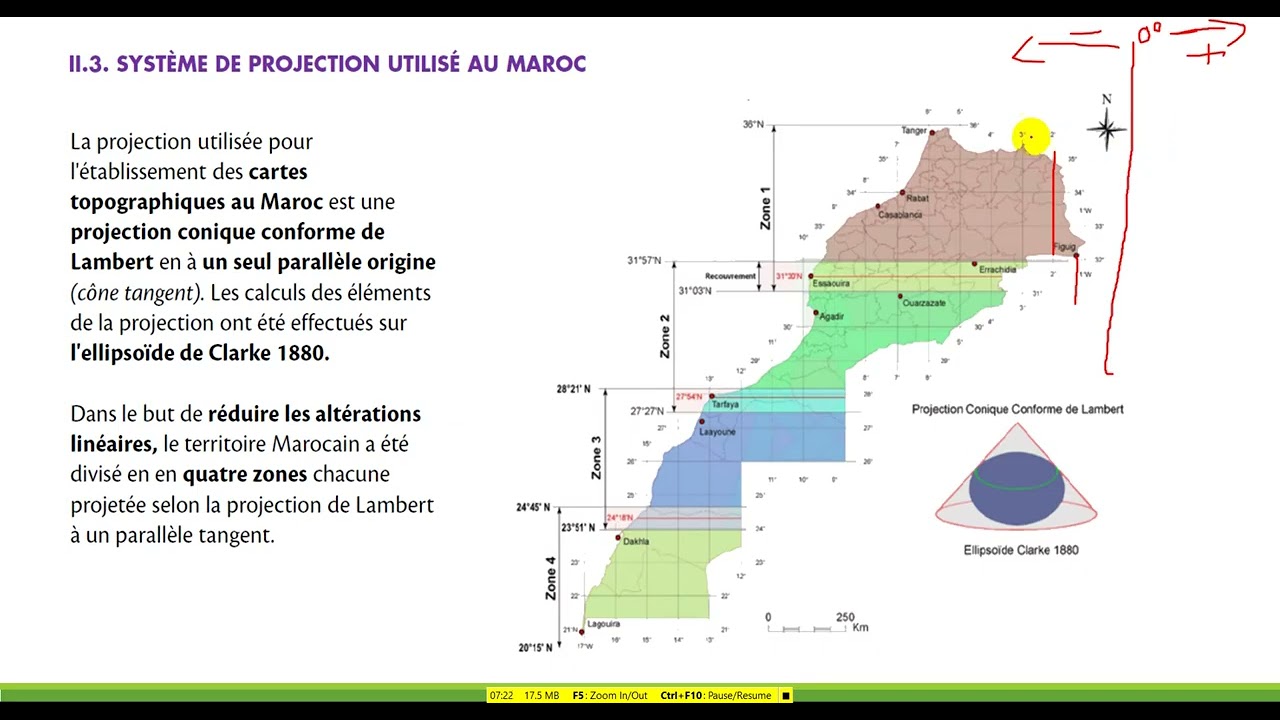 Cartographie : Séance03_Système de projection utilisé au Maroc , Les 4 zones Lambert du Maroc