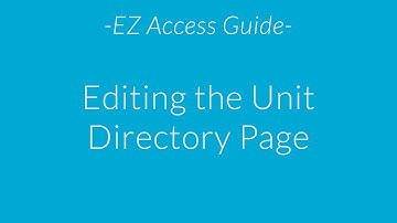 EZAccess Guide: Unit Directory Page