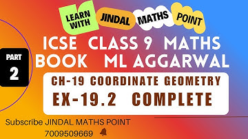 ICSE Class 9 Ch-19 Coordinate Geometry From ML Aggarwal Part-2 @jindalmathspoint
