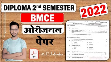 Diploma 2nd semester bmce  previous year question paper | bmce 2nd semester question paper
