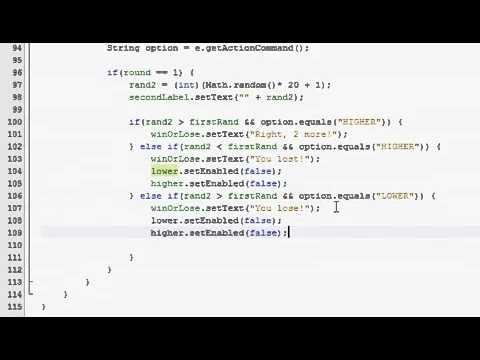 Java GUI Tutorial 26   Higher   Lower guessing game Part 3 of 4