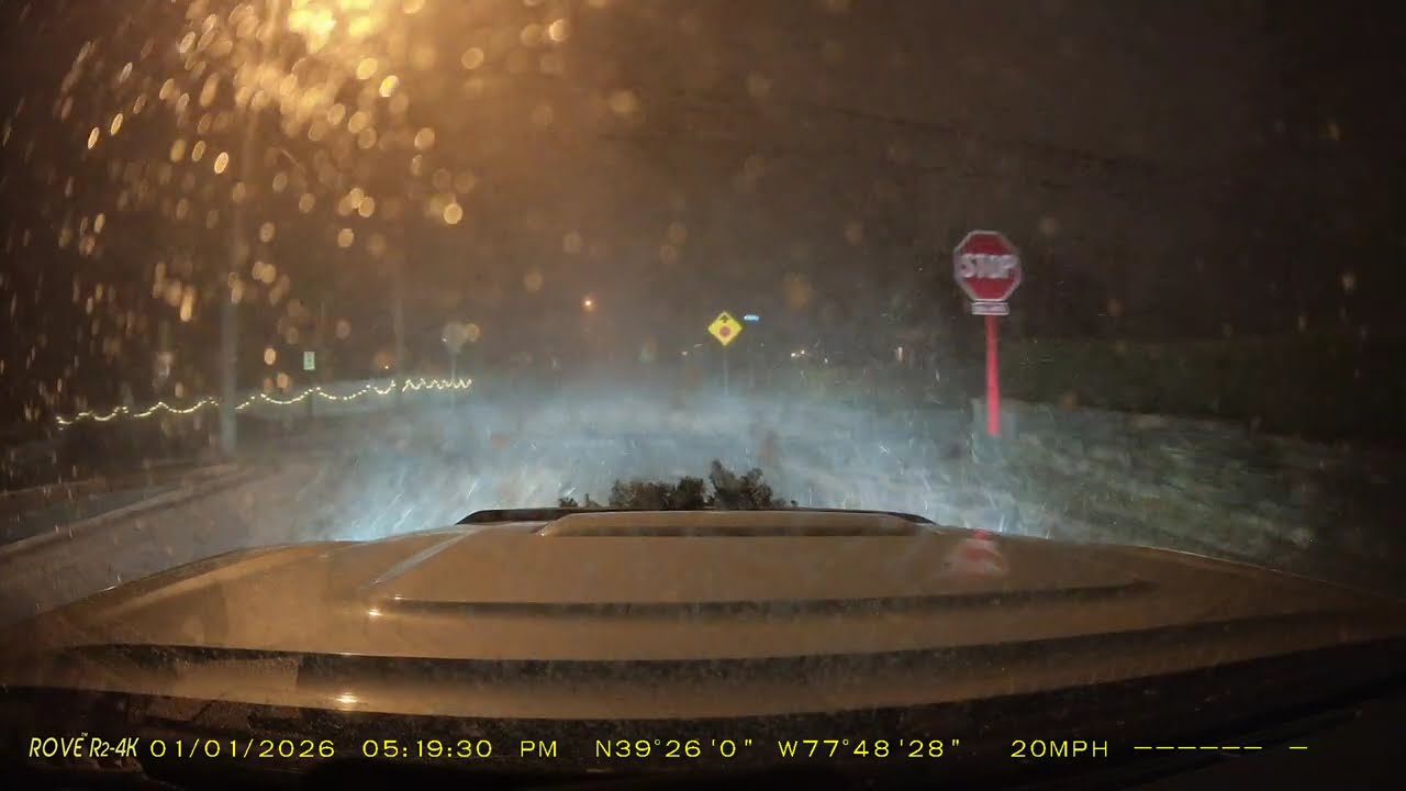 4K Dash Cam: Surprise Snow Squall Hits Hard – 4am Drive to Work From MD to WV