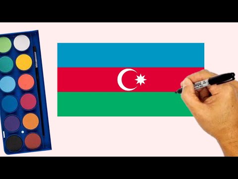 Drawing Azerbaijan flag | How to draw National flag of Azerbaijan