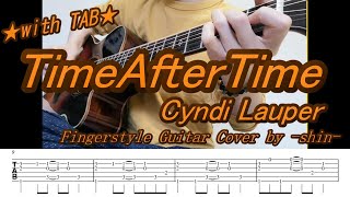 Time After Time Cyndi Lauper Fingerstyle Guitar Cover TAB ソロギター タブ