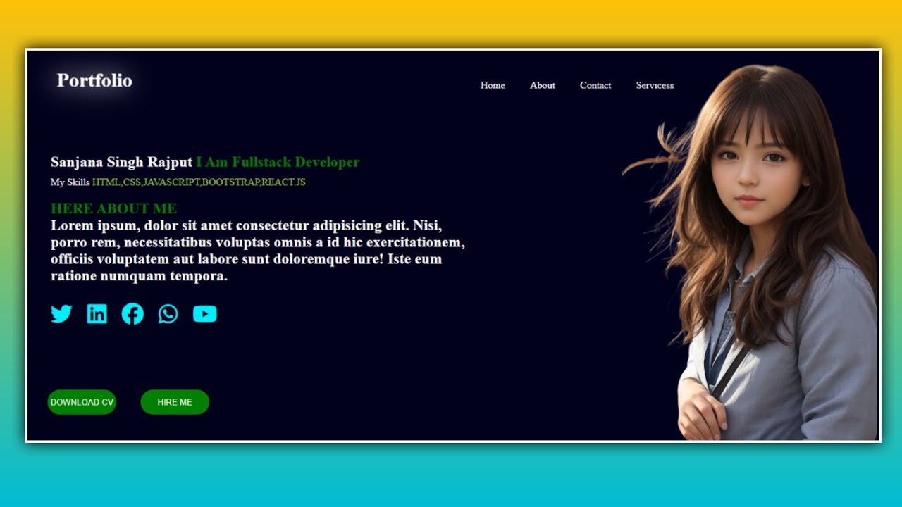 portfolio using html and css | personal portfolio webside using html ...