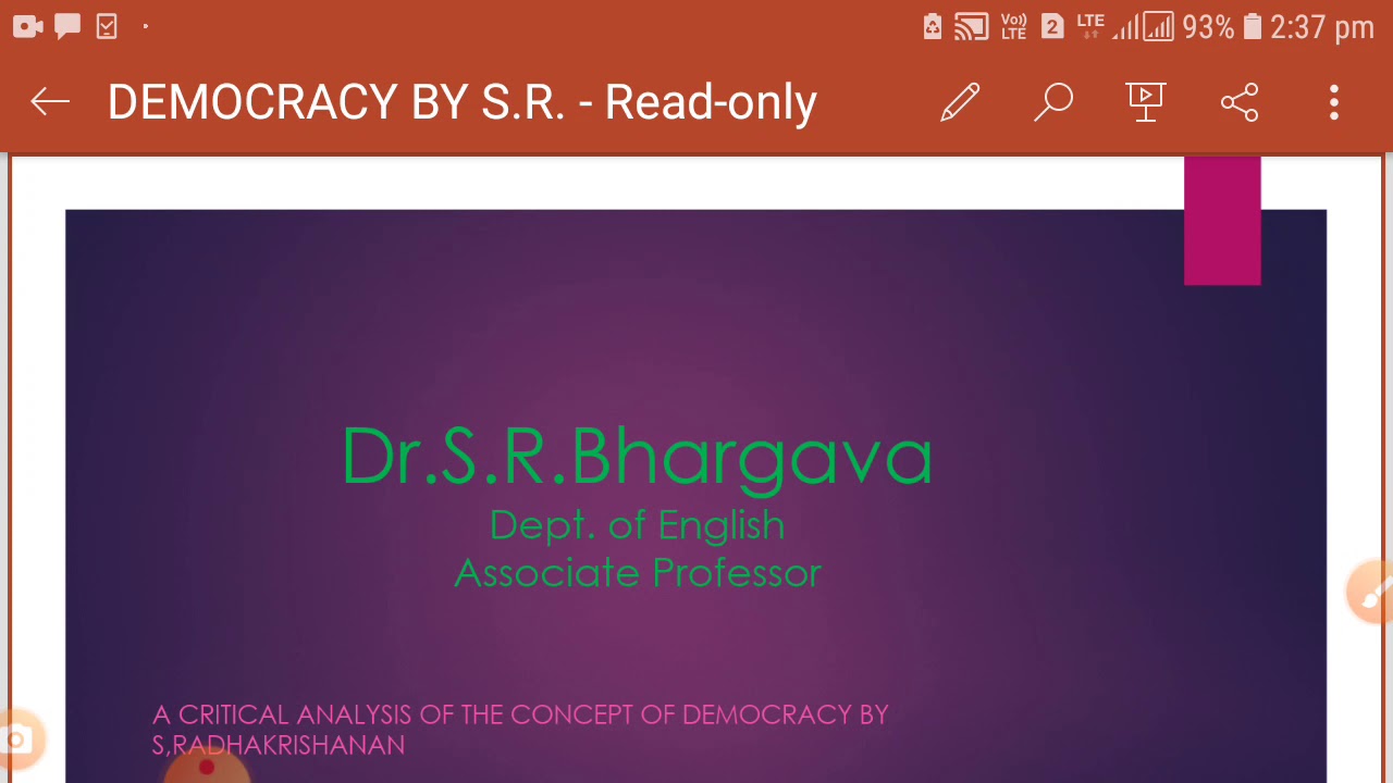 democracy essay by s radhakrishnan