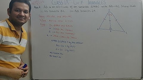 Q-2 Ex 7.3,Ch-7 Triangles,Class 9 Maths,AD is altitude of an isosceles triangle ABC in which AB = AC