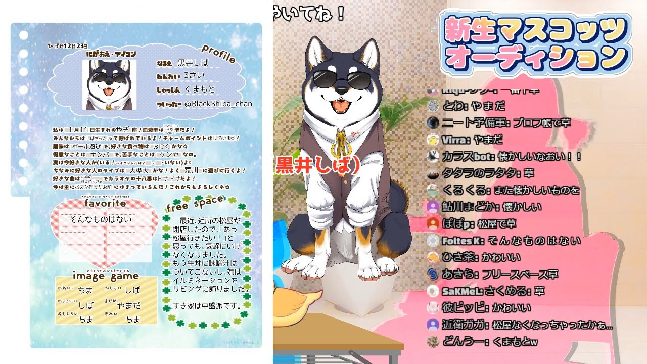 新マスコッツオーディションにありのままの姿で登場する黒井しば Youtube