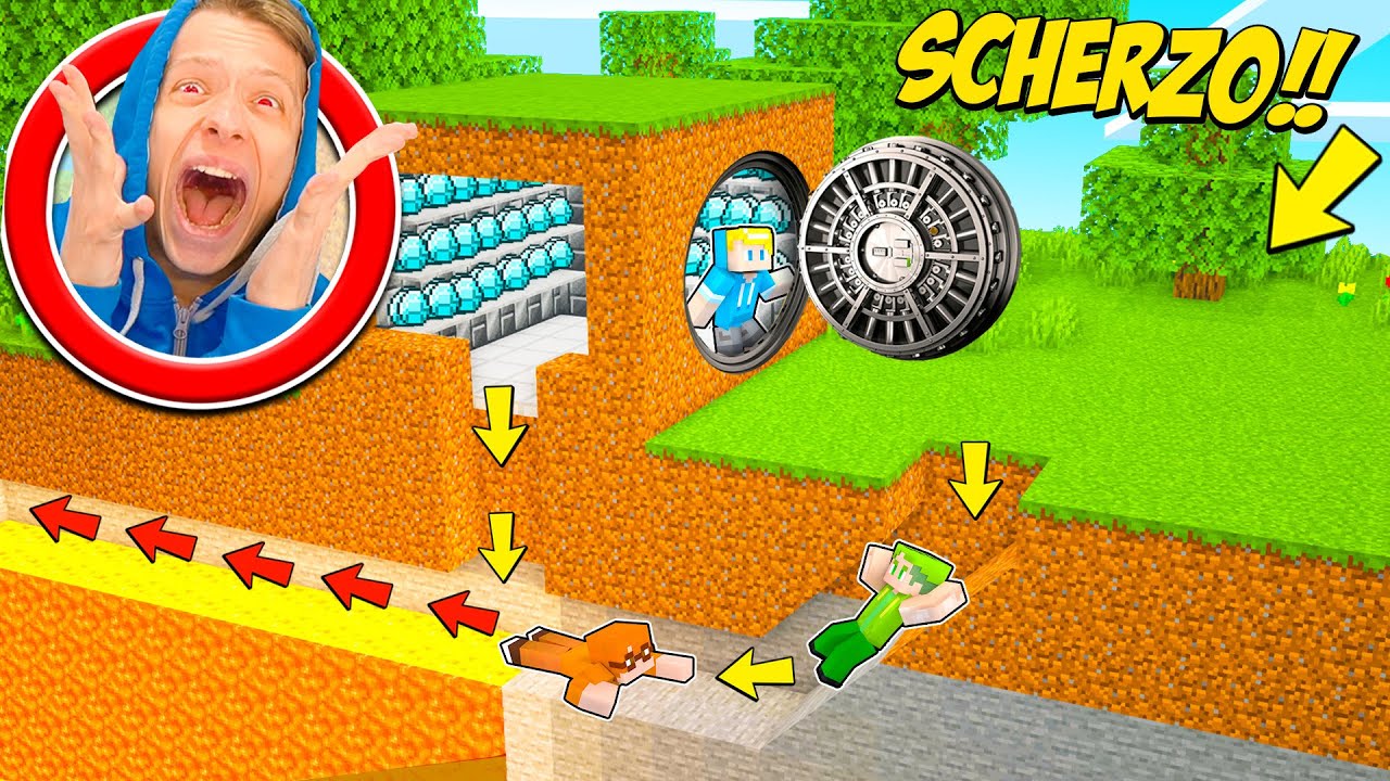 MEGA SCHERZO CON L'ENTRATA SEGRETA NELLA CASSAFORTE SU MINECRAFT!!