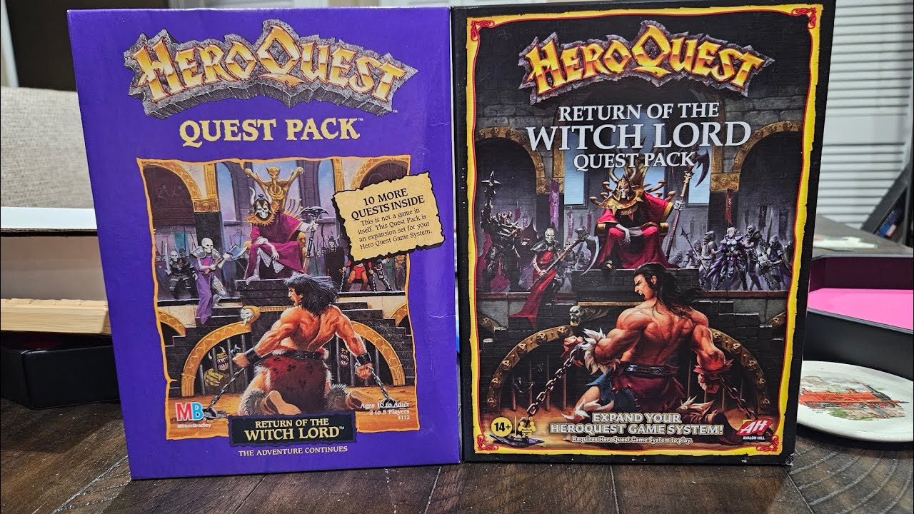HeroQuest Comparison Milton Bradley and Avalon Hill Unboxing Return of the Witch Lord Expansion